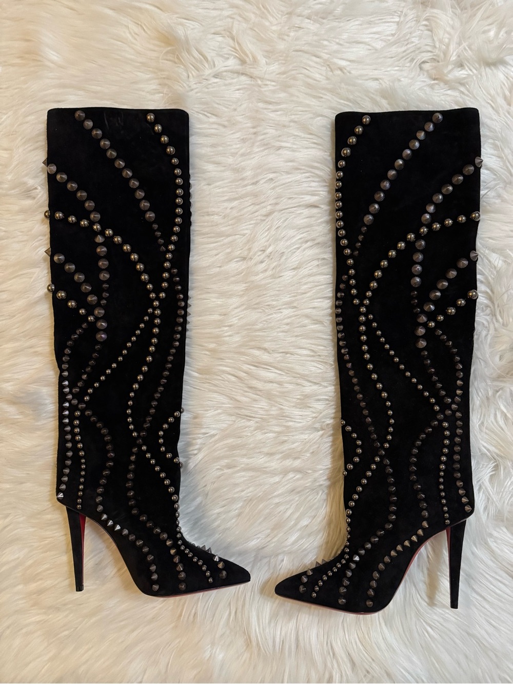 Christian Louboutin Astrilarge Botta Pika 100 Black Suede Boots 36 US 6